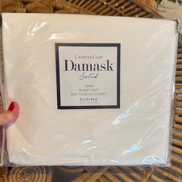 Charter Club Supima Cotton Twin Sheet Set in Cream